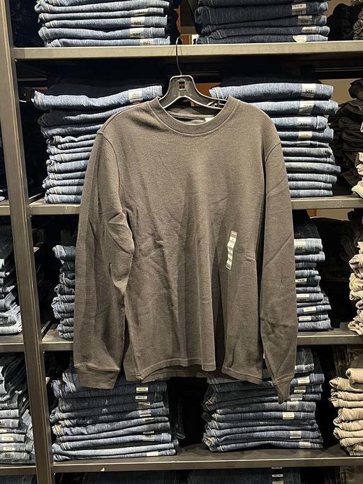 Levi’s/李维斯 男士棉混纺标准款华夫格纯色/条纹圆领长袖T恤 商品图1