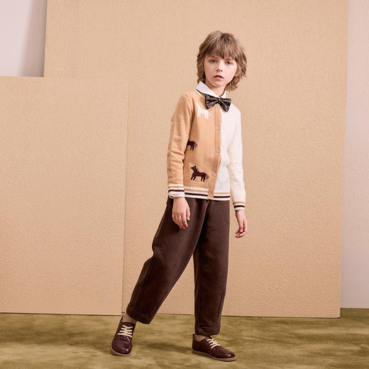 mettekids儿童100%羊绒衫2024秋季新款男童学院风毛衣针织开衫 商品图6