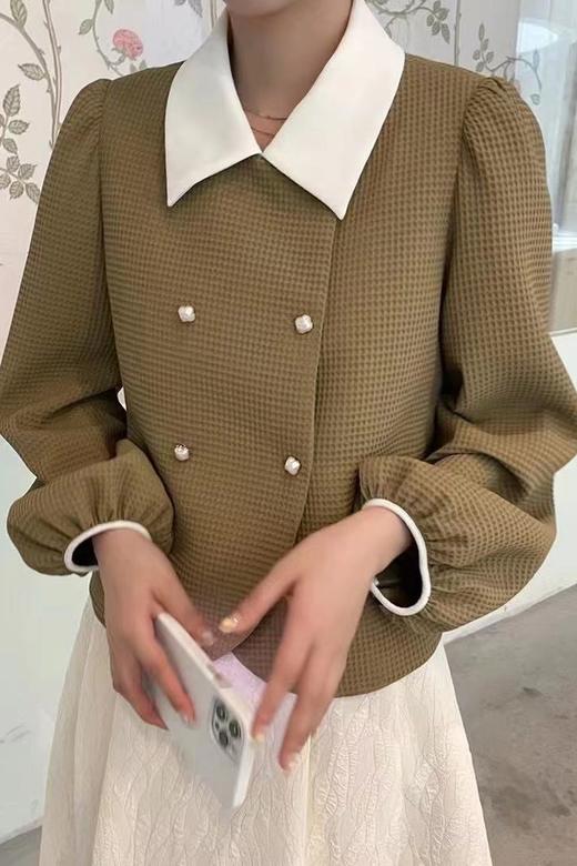 amadella 华夫格黄色撞色优雅外套 13560 商品图2