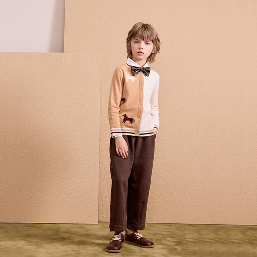 mettekids儿童100%羊绒衫2024秋季新款男童学院风毛衣针织开衫 商品图3