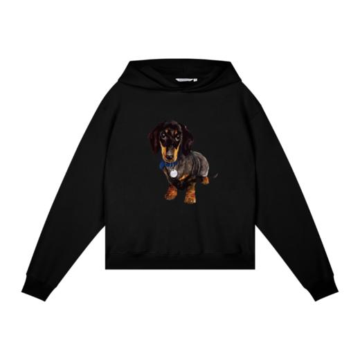 WassupHouse银牌狗狗印花插袋短宽连帽卫衣 商品图5