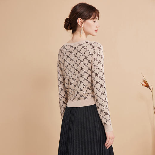 EITIE爱特爱时尚休闲圆领印花通勤显瘦短款套头针织衫毛衣24新款A2401301 商品图6