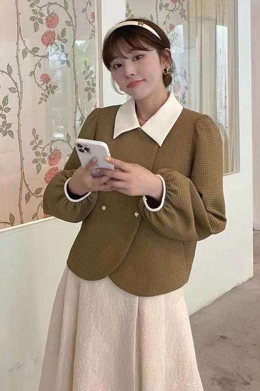 amadella 华夫格黄色撞色优雅外套 13560 商品图3