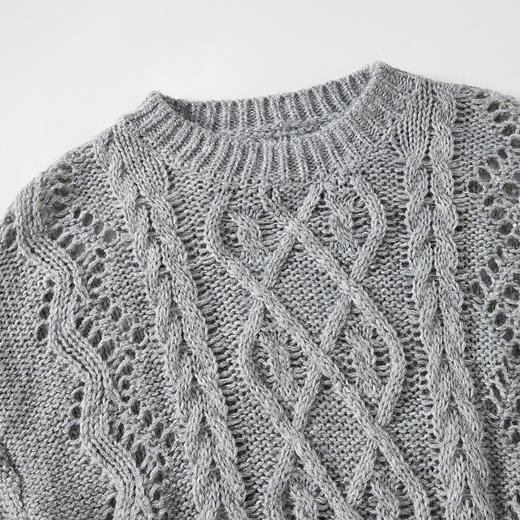 慵懒风镂空针织衫毛衣女秋季新款设计感宽松套头上衣女V2038424 商品图5