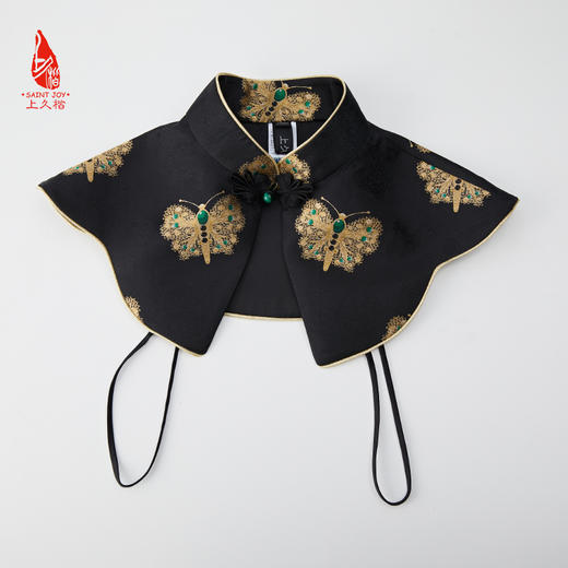 SAINTJOY/上久楷 女式宋锦云肩   中国风 复古 黑金蝴蝶 CY1064207001 商品图0