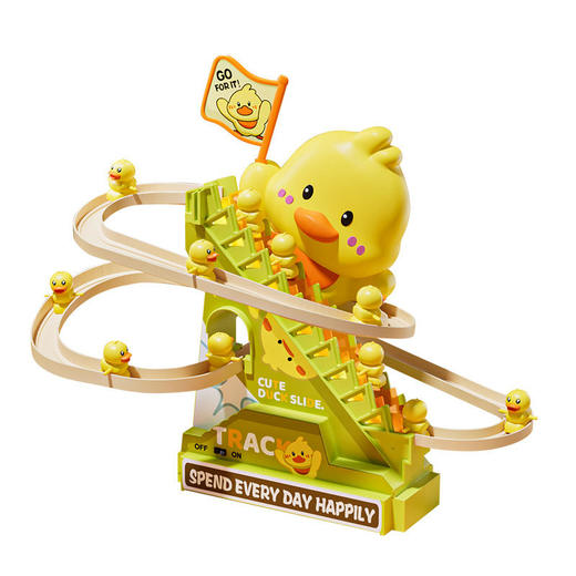 奥智嘉儿童电动轨道萌鸭爬楼梯玩具礼物 带3鸭网红加油鸭 商品图5