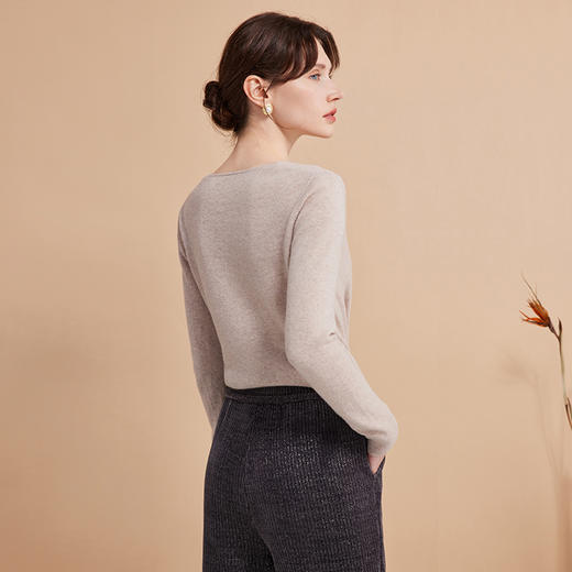 EITIE爱特爱秋季新款羊毛羊绒舒适保暖打底百搭针织衫D2401409 商品图9