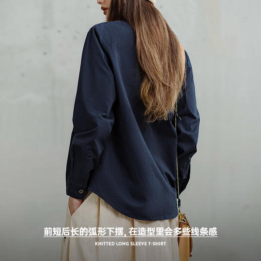 马登复古牛仔口袋拼接衬衫设计感休闲纯棉外套百搭叠穿上衣春秋女 商品图3