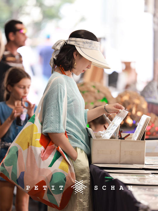 PETIT SCHAN小闪 #066 A Midsummer night's dream 仲夏夜之梦 法式飘带印花大檐空顶帽 商品图2