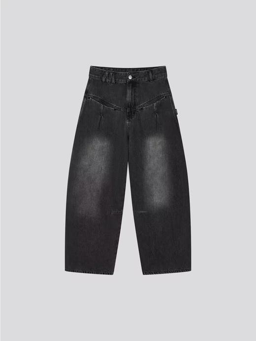 Mood Like Me/MNZ2409/弯刀廓形弧形口袋设计黑色洗水牛仔裤 商品图3