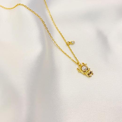 s925纯银牛动物牛气冲冲珍珠创意项链 商品图3