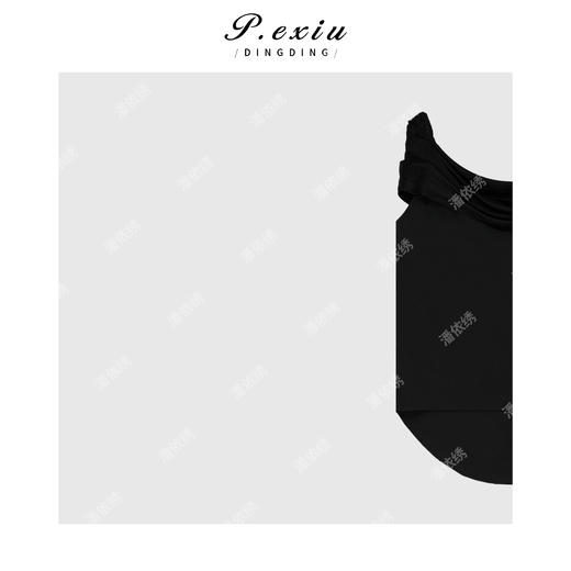 01-1 潘依绣丁丁宠粉法式一字肩立体褶皱不规则衬衫上衣W-2043 商品图2