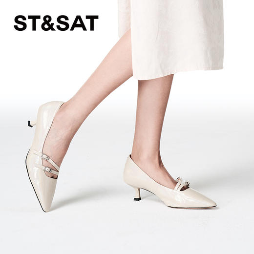 星期六时髦尖头双扣带细高跟SSC3111194 商品图1