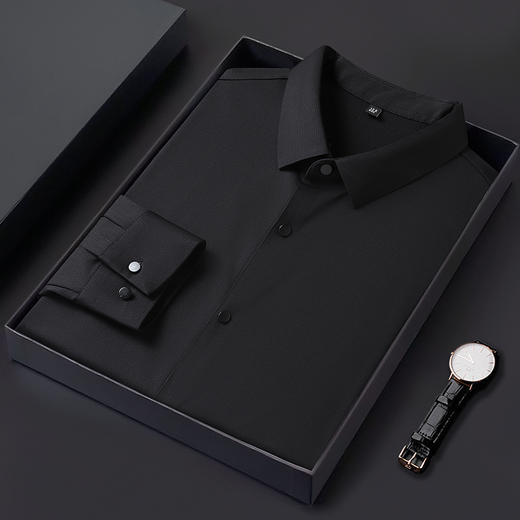 【新款DWP】大依优型大码弹力长袖衬衫翻领男装加肥加大体恤大号上衣胖子商务休闲 商品图2