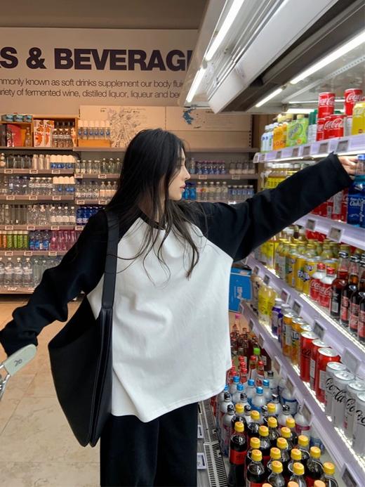 【YW】无忧购韩版休闲百搭宽松显瘦印花220g纯棉插肩长袖T恤（截单后7天发货 商品图8