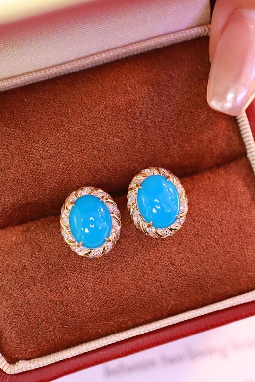 4.62ct 松绿石耳钉 商品图5