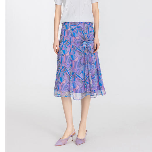 司歌雪纺印花抽绳伞裙C891018X 商品图0