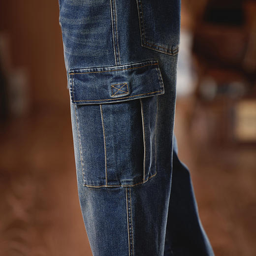 【新款DQ】大依优型大码阔腿工装牛仔裤长裤男舒适休闲简约百搭加肥加大男装潮款 商品图3