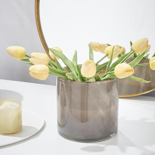 北欧简约渐变竖纹直筒蜡杯餐桌客厅软装家居水培郁金香玻璃杯花瓶 商品图11