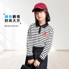 女童翻领长袖针织衫秋季新款安奈儿童装EG431543