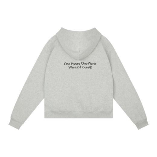 WassupHouse宽松短宽印花插袋连帽卫衣 商品图9