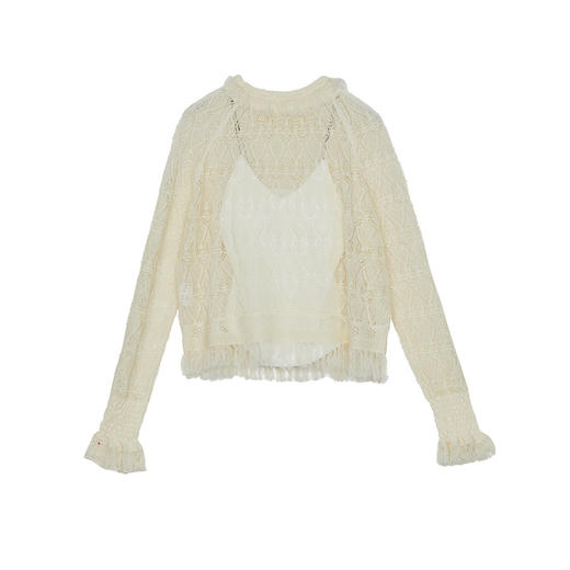 谜底两件套毛衫女2024秋季新品优雅柔美气质上衣针织衫243MZ1268 商品图4