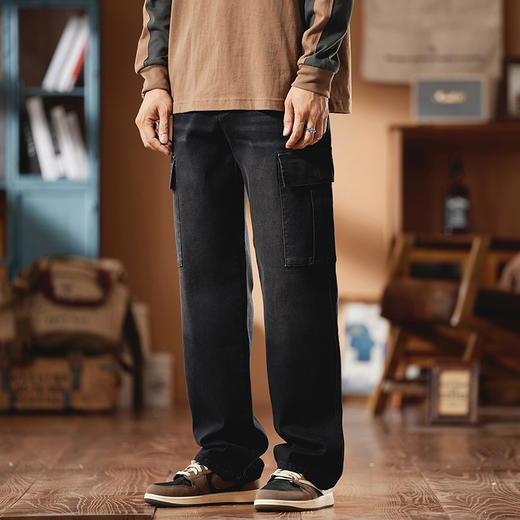【新款DQ】大依优型大码阔腿工装牛仔裤长裤男舒适休闲简约百搭加肥加大男装潮款 商品图5