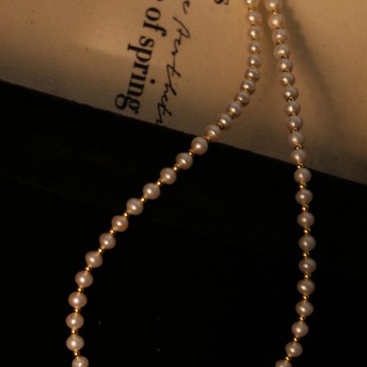 【下单2-3个工作日发】甄珠贝 小香风项链  约3mm/6-7mm珍珠 保色合金+925银镀金配件 可叠搭 商品图1