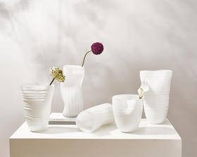 创意大口手工哑光直筒玻璃透明花瓶居家客厅电视柜酒店软装装饰瓶