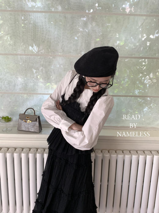Read Nameless /黑色天丝皱套装裙+娃娃领万能衬衫 商品图8