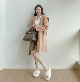 ⁵清仓159元【连帽羊毛大衣】原3999元 腰带无纽扣款 【AL3319】YY05-QTT-YTHP