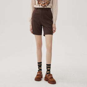 谜底短裤女士2024秋季新品通勤风简约时尚靴裤直筒裤子243MK1094