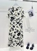 74L20042#法式浪漫风情抽象印花短袖连衣裙 商品缩略图0