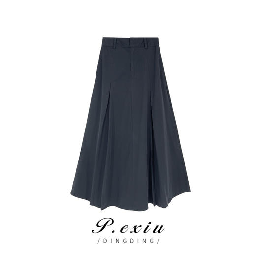 01-1 潘依绣丁丁宠粉显瘦休闲百搭百褶裙A字垂感牛仔半身裙 Z11041 商品图0