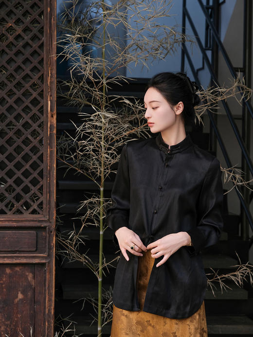 盛唐牡丹 |重缎皮子香云纱女衬衫 商品图5