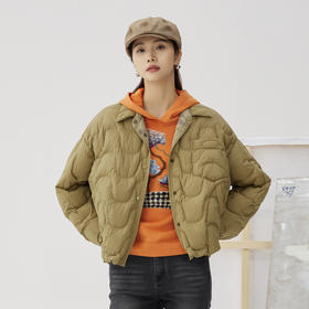 谜底两面穿短款羽绒服2024秋款复古原创印花鸭绒面包服243MY1079