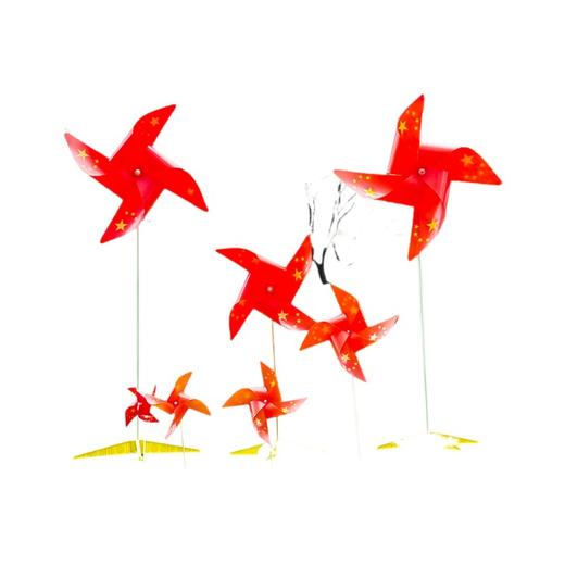 【红色五角星国旗风车】儿童手工 户外幼儿园景区国庆装饰 景区悬挂摆件 商品图3