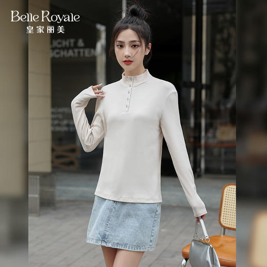半高领打底衫女士高级简约质感上衣可外穿打底SZ2698 商品图3
