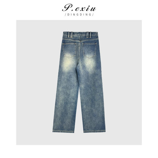 01-1 潘依绣丁丁宠粉【街拍裤】100%棉-设计款洗水直筒阔腿牛仔裤 D6052 商品图2