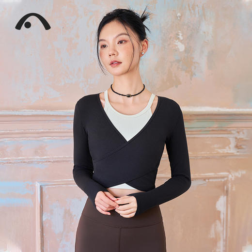 2024爱睱步秋冬新品瑜伽运动时尚V领普拉提上衣A24340MALK 商品图7