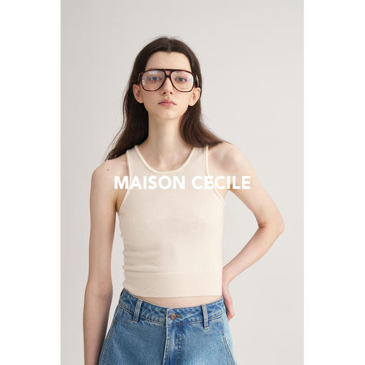 MAISON CECILE 羊绒羊毛卷边显瘦针织背心 商品图1