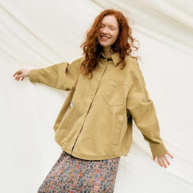 谜底大廓形风衣女2024秋新品休闲风百搭单排扣刺绣外套243ME1109