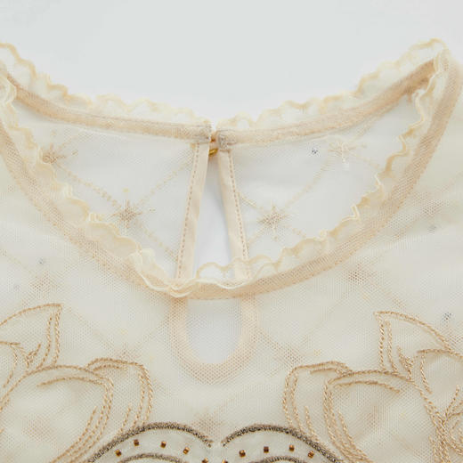 谜底网纱上衣长袖女2024秋新品浪漫感A型刺绣衬衫喇叭袖243GS1119 商品图3