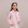 mettekids儿童粉色牛仔外套2024秋新款女童绣花正肩中空纱夹克 商品缩略图4