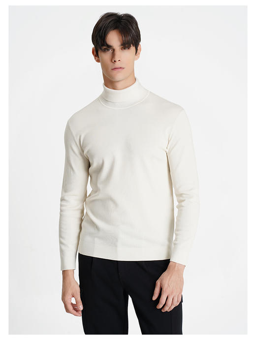 callisto白色羊毛混纺长袖毛衣 商品图2