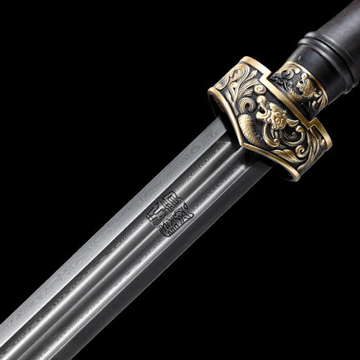 龙凤越王剑 长剑 硬剑 花纹钢一体宝剑 龙泉传统剑 沈广隆宝剑 未开刃 商品图3