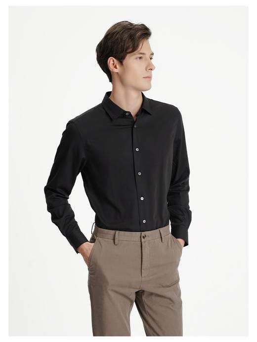 callisto黑色桑蚕丝混纺长袖衬衫 商品图3