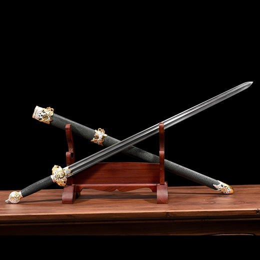 寅虎剑 双色 手工花纹钢宝剑 龙泉沈广隆手工一体宝剑 未开刃 商品图4