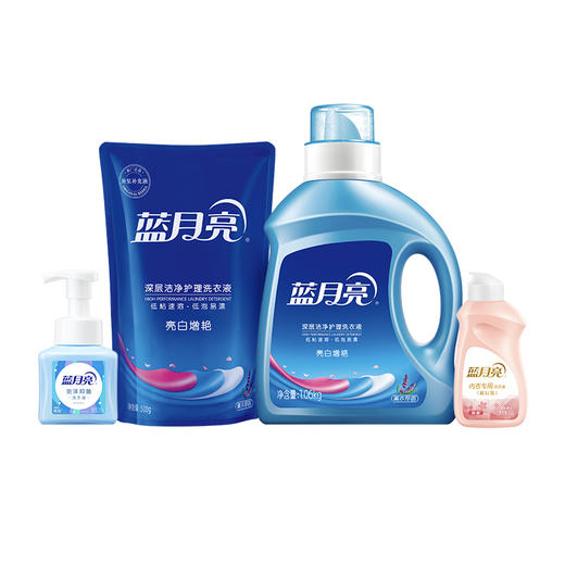 蓝月亮薰衣草亮白增艳洗衣液1.06kg+500g薰亮白袋装+255ml泡沫抑菌洗手液-琥珀雪松+80g内衣洗 商品图0