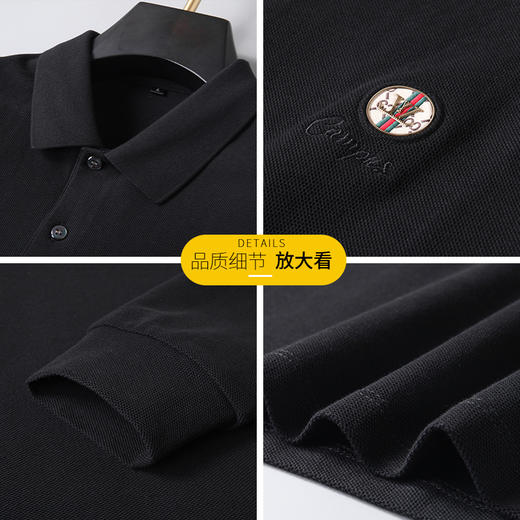 【100%棉】【新款DK】大依优型大码长袖Polo衫翻领纯棉男士加肥加大休闲大码男装宽松长袖体恤上衣 商品图2